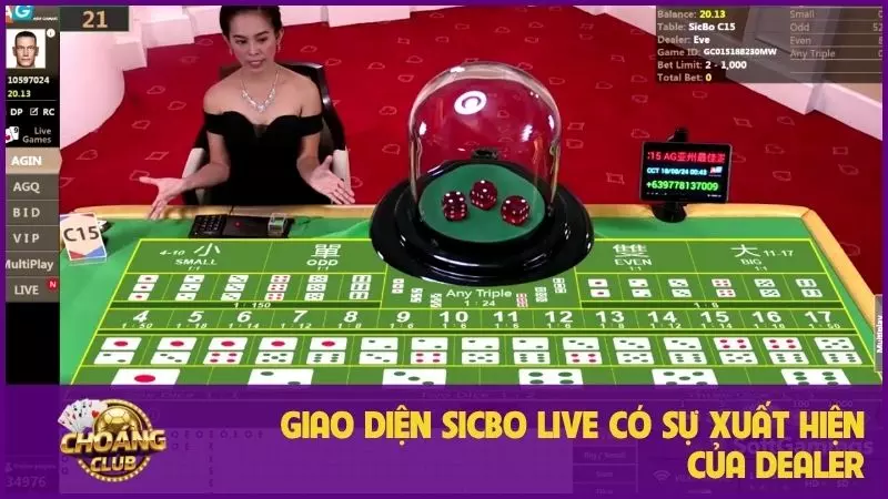 Giao diện Sicbo live có sự xuất hiện của dealer